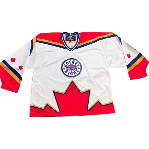 Roger Edwards Hockey Night In Canada Jersey Red Vintage 90s CBC Xl - Picture 7 of 15